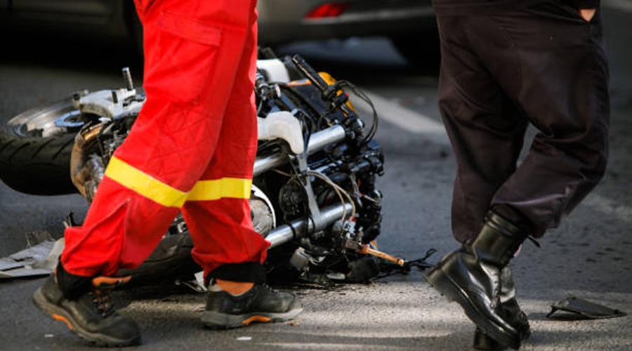 Una moto accidentada
