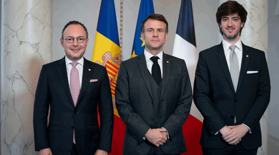 Xavier Espot, Emmanuel Macron i Carles Ensenyat