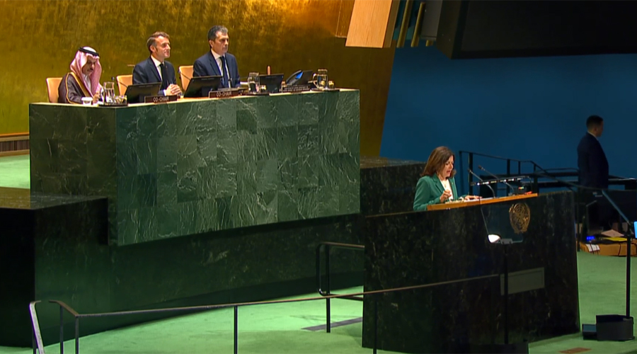 La ministra, Imma Tor, durant la seva compareixença a les Nacions Unides