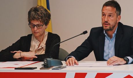 Susanna Vela i Pere López a la seu del Partit Socialdemòcrata
