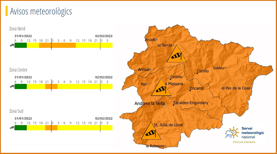 Prealerta per un episodi de vent.