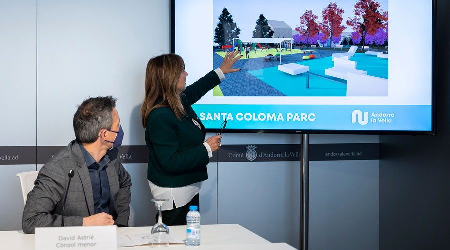 Astrié i Marsol presentant el futur Santa Coloma Parc