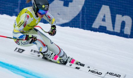 Cande Moreno en els entrenements de descens de les Finals de la Copa d'Europa a Grandvalira