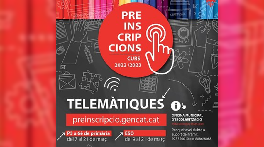 cartell anunciant el període de preinscripcions als centres escolars de la Seu d’Urgell