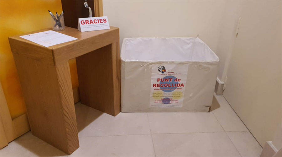 Un dels punts de recollida de productes de Càritas de Sant Julià de Lòria