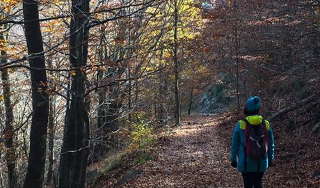 Excursionista caminant per la muntanya