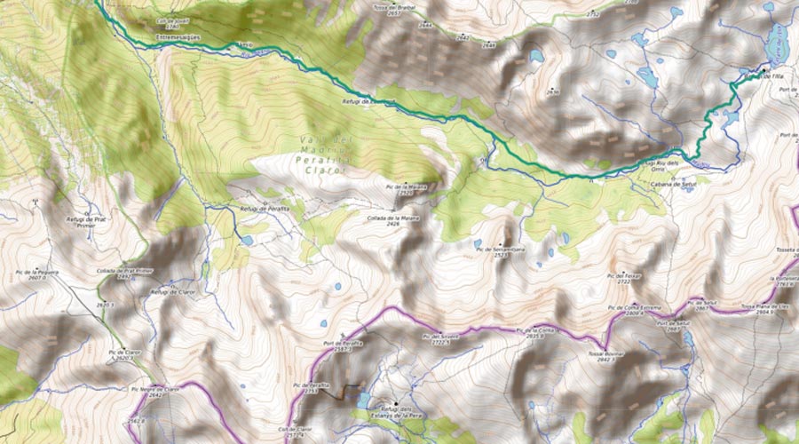 Plànol de la vall del Madriu-Perafita-Claror