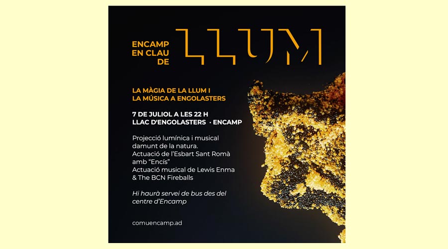 Cartell anunciant l'Encamp en clau de llum, a Engolasters