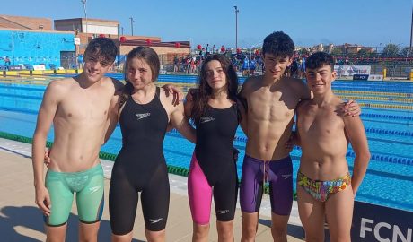 Erin Baño, Tresa Vergés, Carlota Bringueret, Berta Clotet, Biel Cuen, Aritz Moreno i Arnau Segarra, joves nedadors andorrans