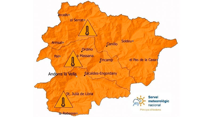 mapa d'andorra amb temperatures