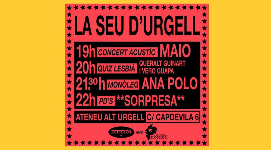 Cartell dels actes organitzats per l'Ateneu Alt Urgell i Bunyol TV a la Seu
