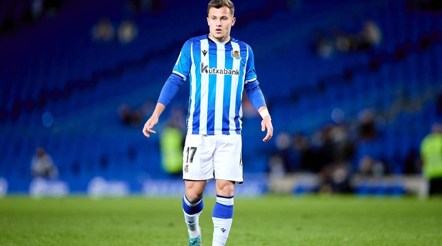 Germán Valera defensant la samarreta de la Real Sociedad B