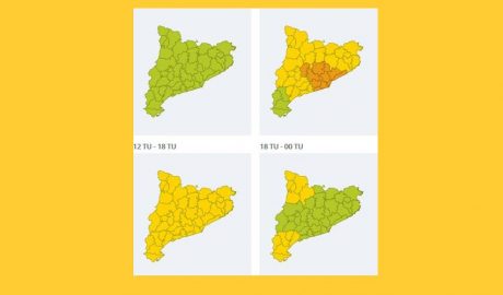 El mapa INUNCAT indicant possibilitat de tempestes