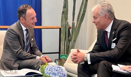 Xavier Espot amb el seu homòleg Lituà en una trobada a les Nacions Unides