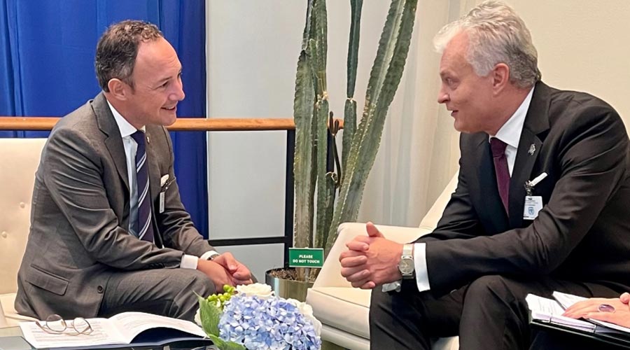 Xavier Espot amb el seu homòleg Lituà en una trobada a les Nacions Unides