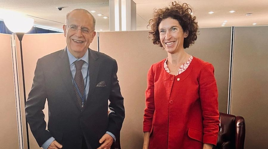 La Ministra d'Exteriors d'Andorra, Maria Ubach, amb el seu homòleg de Xipre