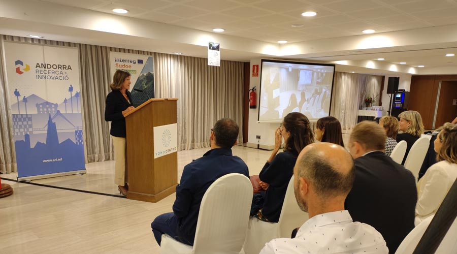 La ministra Vilarrubla intervenint en el seminari sobre risc d’inundacions a zones de muntanya