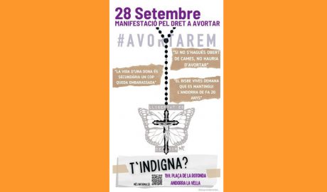 Cartell informant de la manifestació a favor de l'avortament, aquest dimecres 28 de setembre