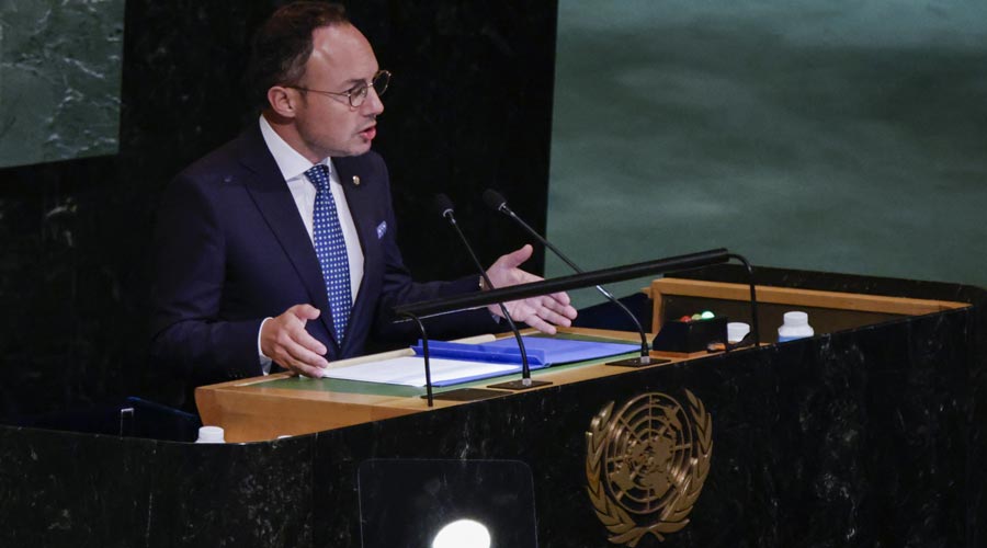 Xavier Espot intervenint a la 77a Assemblea de les Nacions Unides