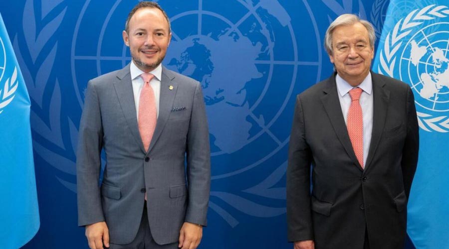 El cap de govern, Xavier Espot i el secretari general de les Nacions Unides, António Guterres