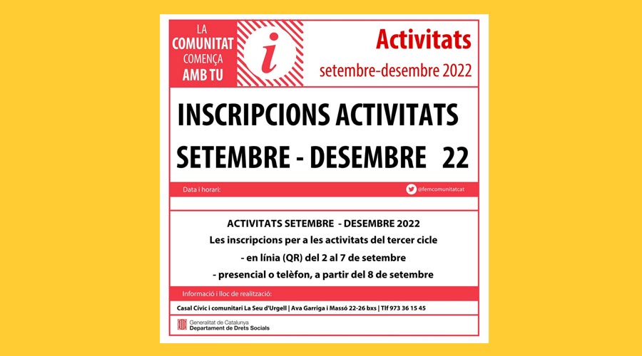 Cartell de les activitats de tardor a la Seu d'urgell