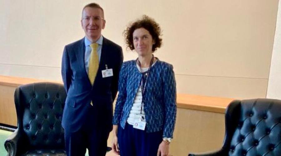 Maria Ubach, i el seu homòleg a Letònia, Edgar Rinkēvičs