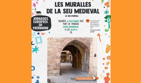 Cartell anunciant la visita guiada a les muralles medievals de la Seu