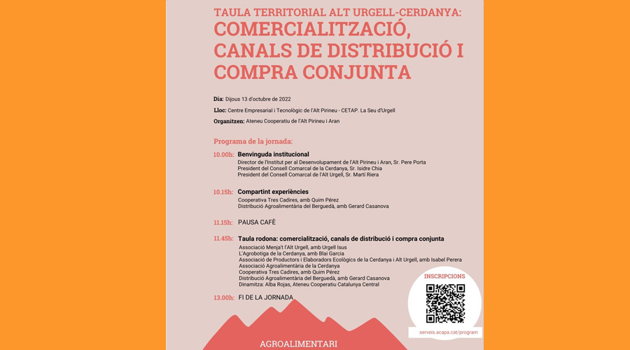 Cartell sobre una jornada sobre cooperació en el sector agroalimentari