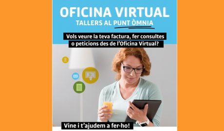 Cartell anunciant els tallers sobre l'Oficina Virtual de PEUSA