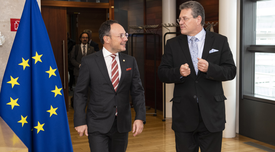 Xavier Espot i el vicepresident de la Comissió Europea Maroš Šefčovič