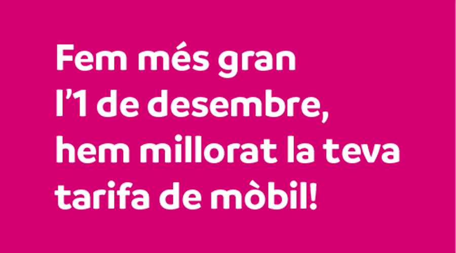 Cartell d'Andorra Telecom informant de la millora de tarifes de telefonia mòbil per als usuaris