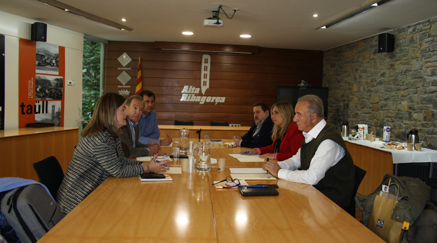 Els presidents dels consells comarcals de l'Alt Pirineu i la síndica d'Aran reunits