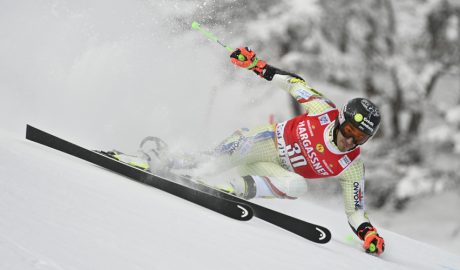 Joan Verdú competint en esquí alpí a la Copa del Món a Val d'Isère