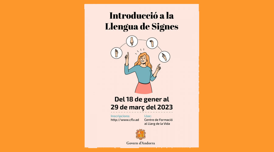 Cartell anunciador del curs d’Introducció a la llengua de signes