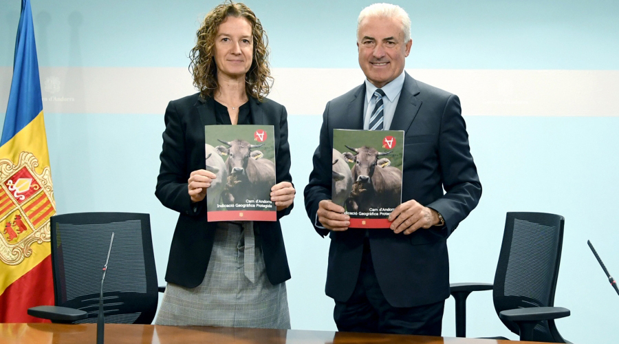 La ministra Calvó i el sotsdirector d'Andbank, Josep Maria Cabanes