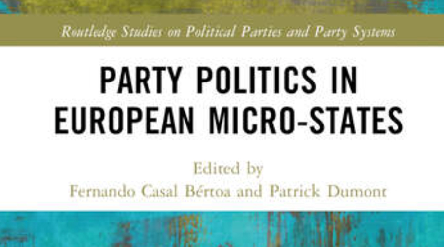 Cartell de la presentació del llibre: ’Party polítics in European microstates’