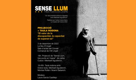 Cartell de la projecció del documental 'Sense llum. Tres punts en l'espai', de Carles Cubos i Meritxell Agustench
