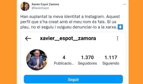 El cap de Govern diu a Twitter que han suplantat la seva identitat a Instagram
