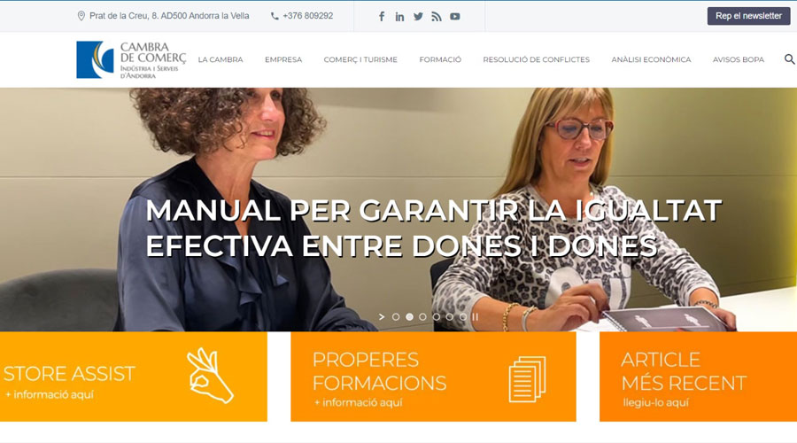 Web de la Cambra de Comerç d'Andorra