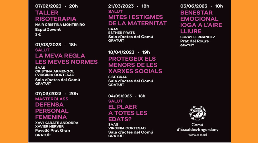 Calendari del programa Empodera't (Comú d'Escaldes)