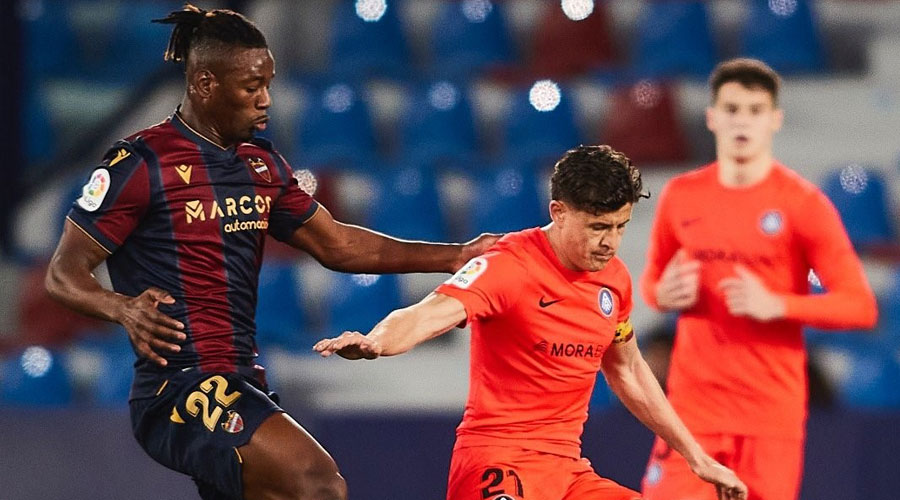 Imatge del partit de lliga Llevant - FC Andorra (FC Andorra - Twitter)