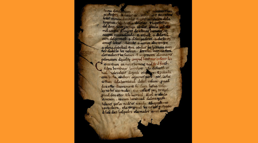 Fragment del Llibre dels jutges (1060-1080), el document més antic escrit tot en català