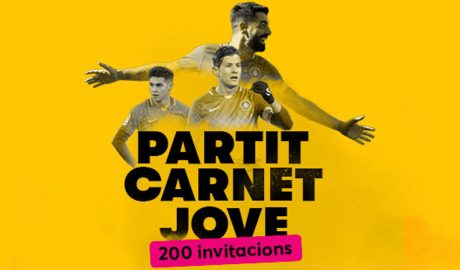 Cartell de la promoció del Carnet Jove i el FC Andorra d'entrades gratis per al 3 de març