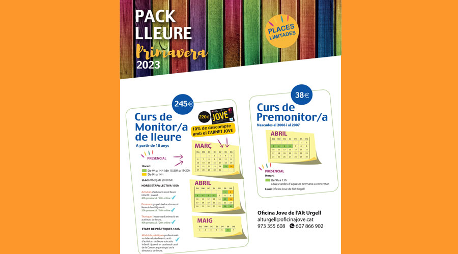 Cartell anunciant el curs de monitor i premonitor a la Seu (Aj. La Seu)