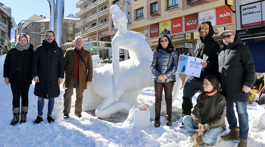 L'escultura de neu guanyadora de l'edició 2023 al Pas (Comú d'Encamp)