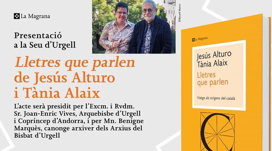 Fulletó anunciant la presentació del llibre "Lletres que parlen", a la Seu (La Magrana)