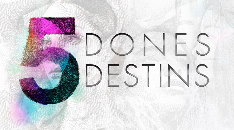 Cartell de la mostra "5 dones, 5 destins", a Ordino (Comú d'Ordino)