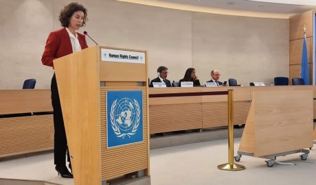 La ministra en funcions, Maria Ubach, en la seva intervenció al Consell de Drets Humans de l'ONU