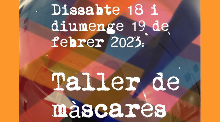 Cartell anunciant el taller familiar de màscares al Museu Carmen Thyssen (MCTA)