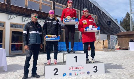 Gina del Rio al segon calaix del podi a Dobbiaco, Itàlia